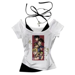 Jojo Bizarre Adventure crop top Aesthetic babydoll Streetwear shoujo girl style Fairy vintage cropped harajuku woman t-shirt