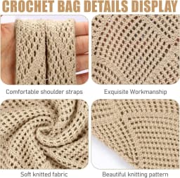 Women'S Crochet Foldable Woven Bag Summer Beach Handbag, Beautiful Hippie Knitted Bag Hollowed Out Retro Shoulder Bag