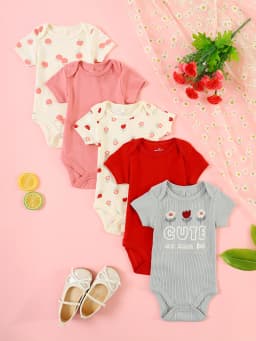 Girl Clothes 5PCS Baby Baby Girls Onesie Summer Cotton Fabric Short-Sleeved Jumpsuit Newborn Baby Clothes 0-9 Months