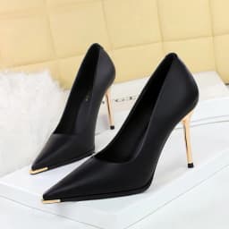 Women 9.5cm High Heels Pumps Lady Party Leather Formal Shoes Metal Thin High Heels Female Elegant Catwalk Shoes