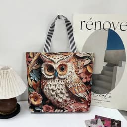 Retro Embroidery Women Handbag Linen Ethnic Style Shoulder Bag Tote Bag