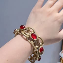 Vintage Oval Red Bracelets For Woman High Quality Gold Color Made Of Natural Stones Charm Girls Wedding Jewelry Bangles Chunky