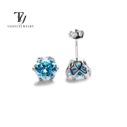 Real 925 Sterling Silver Classic Round Stud Earrings 0.5/1/2CT*2 D Color Moissanite Fashion Jewelry Womens Earrings For Party