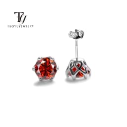 Real 925 Sterling Silver Classic Round Stud Earrings 0.5/1/2CT*2 D Color Moissanite Fashion Jewelry Womens Earrings For Party