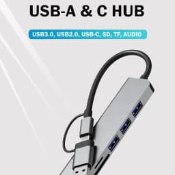 8-In-2 Port USB C Expander USB 3.0 Hub Type C Splitter Type C Dock Multiport 7 Port Adapter USB Expander For Xiaomi Phone Tablet
