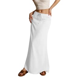 Women's Basic Versatile Drawstring Low Waist A Line Casual Skirts Sexy Tight Solid Color Bodycon Long Maxi Skirts