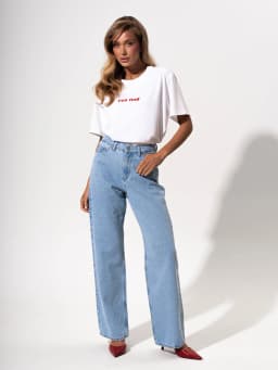 Red Flag Oversized T-Shirt Letter Print Women's T-Shirt Cotton Simple Design Summer Fashion Tee Boutique Drop Sleeve