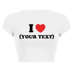 DIY Customize Your Text Couple Summer Casual Short Sleeve O Neck Cropped Navel Women Crop Tops Soft Bodycon Fashion Tees Blouse