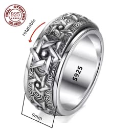 Factory Price S925 Sterling Silver Movable Great Wall Pattern Ring Men Women Real Silver Double-layer Rotatable Rings Jewelry