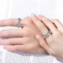 Factory Price S925 Sterling Silver Movable Great Wall Pattern Ring Men Women Real Silver Double-layer Rotatable Rings Jewelry