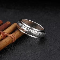 Factory Price S925 Sterling Silver Movable Great Wall Pattern Ring Men Women Real Silver Double-layer Rotatable Rings Jewelry