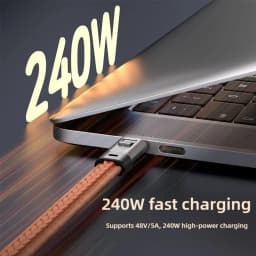 PD 240W Fast Charging Cord Portable Keychain USB C Cable Smooth Leather Lanyard Phone Charm for Travel iPhone Samsung Laptop