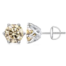JoyceJelly 0.5-2CT Colorful Moissanite Screws Back Earrings for Women S925 Sterling Silver Jewelry Plated 18K 6 Prongs Ear-studs