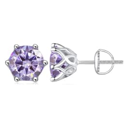 JoyceJelly 0.5-2CT Colorful Moissanite Screws Back Earrings for Women S925 Sterling Silver Jewelry Plated 18K 6 Prongs Ear-studs