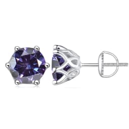 JoyceJelly 0.5-2CT Colorful Moissanite Screws Back Earrings for Women S925 Sterling Silver Jewelry Plated 18K 6 Prongs Ear-studs