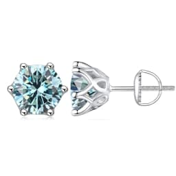 JoyceJelly 0.5-2CT Colorful Moissanite Screws Back Earrings for Women S925 Sterling Silver Jewelry Plated 18K 6 Prongs Ear-studs
