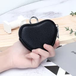 Coin Purse for Women Change Purses Small Cow Leather Cosmetic Bag Pocket Heart Makeup Organizer Jewelry Travel Case for Girls