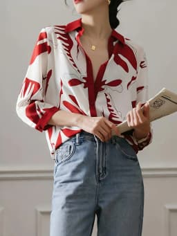 Fashion Luxury Ladies Shirt France Style Woman Printing Blouse Spring Summer Half Sleeve Tops Blusa Mujer