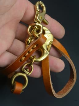 25 Inches Long Punk Tan 8mm Leather Strap Wallet Trousers Biker Swivel Crab Clasp Oval Sweden Nautical Carabiner Keychains