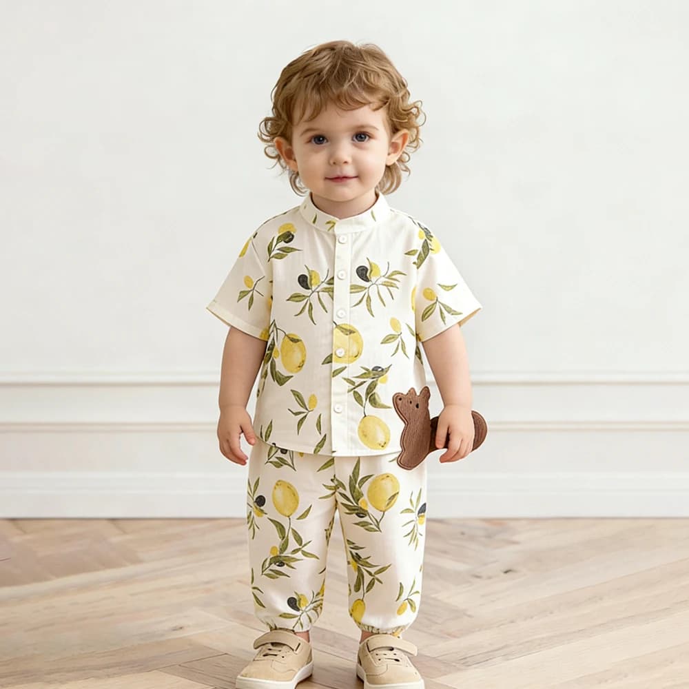 2Pcs Organic Cotton Kids Baby Sets Spring Summer Solid Tshirt Top + Pant Casual Toddler Boy Clothing