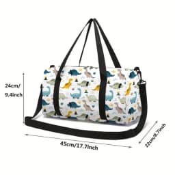 Cartoon Dinosaur Pattern Print Large Capacity Luggage Bag For Boy/Girls Best Gifts 2D Cartoon Outdoor Fitness Bag For Children
