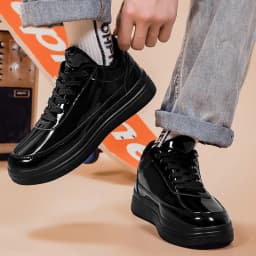 Patent Leather Black Men's Sneakers Fashion Casual Platform Shoes For Men Designer Hip Hop Sneakers Men zapatillas informales