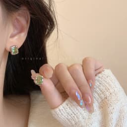 925 Sterling Silver Square Green Zircon Stud Earrings For Women Piercing Wedding Luxury Jewelry Wholesale Jewellery Money 925