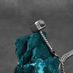 Stainless Steel Viking Thor Hammer Mjölnir Pendant Necklace Nordic Mythology Amulet for Men Women Halloween Party Gift