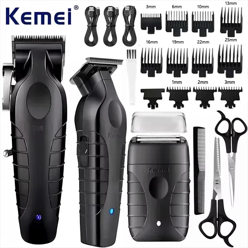 Kemei Professional Hair Clipper Kit Electric Shaver Male Hair Cutting Machine Machine Hair Clipper Kit for Men Electric Trimmer