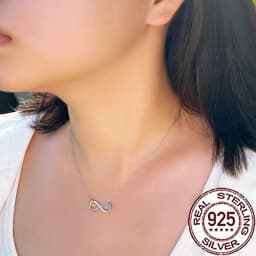 QooLady 925 Sterling Silver Exquisite CZ Crystal Infinity Symbol Pendant Necklace for Women Fine Anniversary Jewelry Gifts SD005