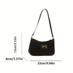 Solid Color Bowknot Shoulder Bag, Elegant Small Square Bag, Suitable for Women Handbags, Zipper Closure,Fashion Underarm Bag,