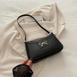 Solid Color Bowknot Shoulder Bag, Elegant Small Square Bag, Suitable for Women Handbags, Zipper Closure,Fashion Underarm Bag,