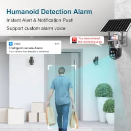 LS VISION Dual Screen WIFI Or 4G SIM Solar Camera 10X Zoom Outdoor Cameras With Light Alarm Auto Tracking PTZ CCTV Cameras IP66