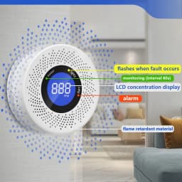 Smart Carbon Monoxide Detector with Large LCD Display Replaceable Battery Operated Household CO Detector Alarm for Home Kitchen