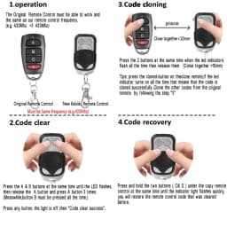 Universal Garage Door Opener Remote Control 433MHZ 433.92MHZ Code Grabber Clone Gate Key Controller