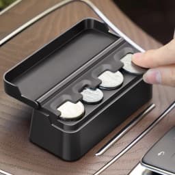 Black 4 Slots Coin Dispenser In Car Coin Holder Sorter Collector With Spring Mini Portable Storage Safe Box For Shop Outdoor Car
