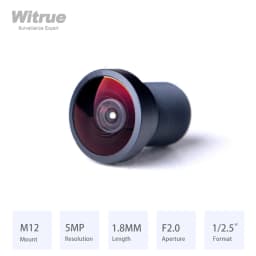 Witrue Fisheye Lens Wide View Angle HD 5MP 1.8MM M12 Mount F2.0 1/2.5" for Surveillance Security Camera CCTV Accessories
