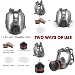 Full Face Gas Mask Survival Chemical Respirator with 40mm Filter Activated Carbon Full Face Respirator for Safety Protection