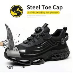 Indestructible Steel Toe Work Shoes for Men Women Rotating Button Safety Shoes Lightweight Construction Work Safety Shoes