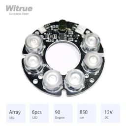 Witrue New 6pcs Array LED IR Leds Infrared Board for CCTV Cameras Night Vision (53mm Diameter)