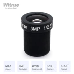 Witrue HD 5MP M12 Mount Lens 8MM 12MM 16MM Aperture F2.0 Format 1/2.5" for Surveillance Security CCTV Cameras