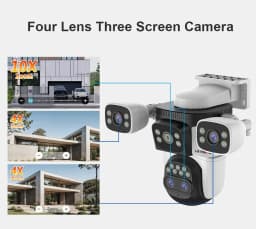 LS VISION Three Screens WiFi Security Camera Outdoor PTZ 10X Optical Zoom Cameras Auto Tracking CCTV Camera Surveillance