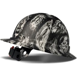Aolamegs Skull Pattern Full Brim Hard Hat For Engineer Construction Safety Helmet HDPE HardHat Lining 6 Point Breathable ANSI