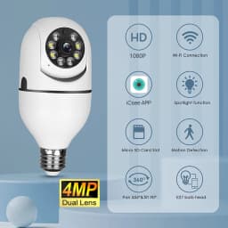 4MP E27 Bulb Camera WiFi Indoor Video Surveillance Home Security Full Color Night Vision AI Auto Human Tracking ICSEE APP 1080P
