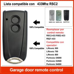 RSC2-433 Garage Door Remote Control Compatible With RSC2 RSE2 RSZ1 433.92MHz Rolling Code Transmitter