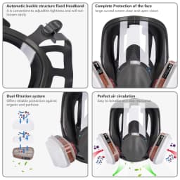 15 in 1 Full Face Mask, Reusable, Wide Field of Vision, Widely Used in Paint and Welding Woodworking 6800 Respirator