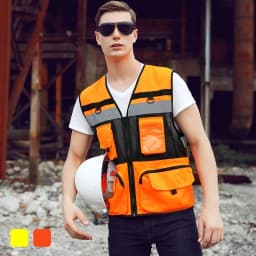 Custom LOGO Safety Vest With Tool Pockets Breathable Work gilet High Visibility Vest Mesh Safety Vest Workwear