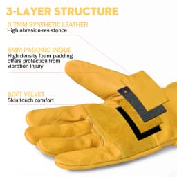 1pair Flex Grip Leather Work Gloves Stretchable Wrist Tough Cowhide Working Glove