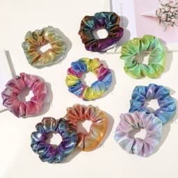 Hidden Safe Hair Tie Laser Cloth Rainbow Hair Scrunchie Hidden Storage Compartment With Zip Stash Pocket Woman Travel Safe