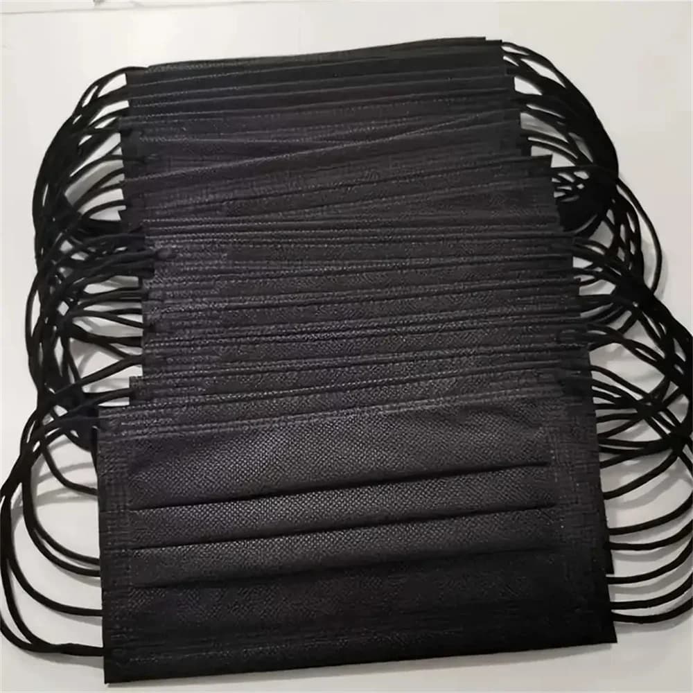 50-200pcs Black Disposable Face Masks 3 Layers Ply Filter Nonwove Anti Dust Breathable Protective Safe Facemask Adult Mouth Mask
